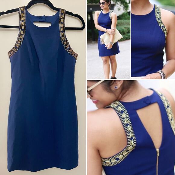 Lilly‎ Pulitzer Classic Elegant Navy Embellished Chrissy Beaded Shift Dress S - Picture 1 of 8